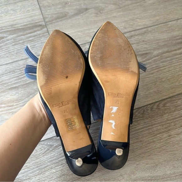 Elia Bruni Navy Suede Leather Slingback Pumps  Made in Spain - Picture 12 of 14